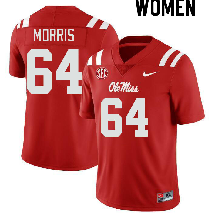 Women #64 Ethan Morris Ole Miss Rebels College Football Jerseyes Stitched Sale-Red